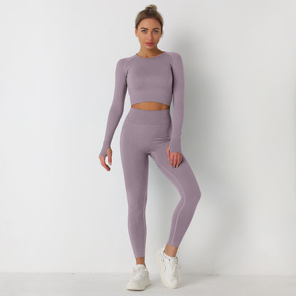 Knitted Seamless Long-Sleeved Tops & Leggings Sports Fitness Yoga Suits Wholesale Activewear Sets