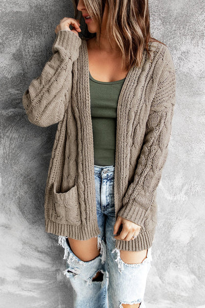 Solid Color Pocket Mid-Length Knitwear Jacket Wholesale Cardigan