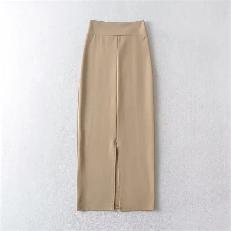 Irregular All-Match Slim Solid Color Rear Slit Commuter Skirt Wholesale Women'S Bottoms