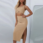 Side Split Hollow-Out Knit Sexy Bodycon Dresses Wholesale SD182182