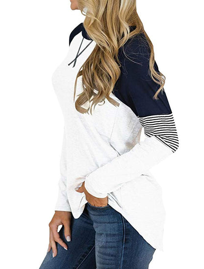 Casual Patchwork Top Loose Crew Neck Wholesale Womens Long Sleeve T Shirts