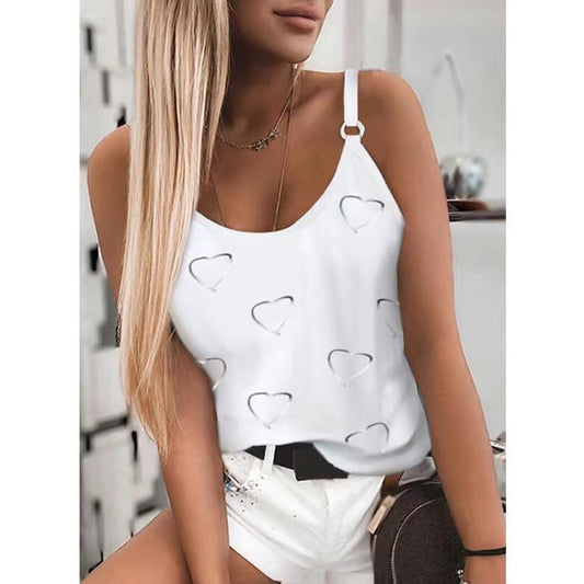 Fashion V Neck Print Vest Casual Loose Summer Tank Tops Wholesale