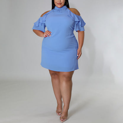 Off Shoulder Ruffled Curvy Dresses Wholesale Plus Size Clothing