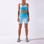 Seamless Tie Dye Gradient Print Fitness Yoga Gym Suits Sport Bras & Shorts Womens 2 Piece Sets Activewear Wholesale Workout Clothes