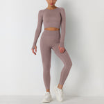 Knitted Seamless Long-Sleeved Tops & Leggings Sports Fitness Yoga Suits Wholesale Activewear Sets