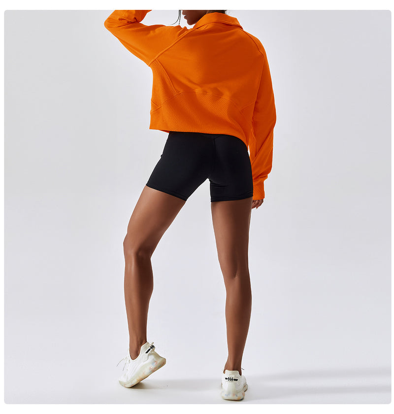 Pullover Half Zipper Turtleneck Sports Loose Long-Sleeved Sweatshirt Wholesale Women Top