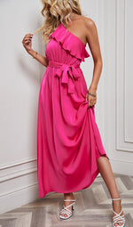 Fashion Slanted Shoulder Tie-Up Party Dress Wholesale Maxi Dresses