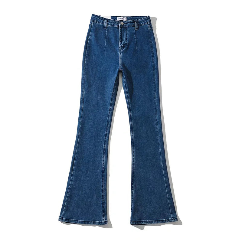 Fashion High Waist Retro Skinny Denim Flared Trousers Wholesale Jeans