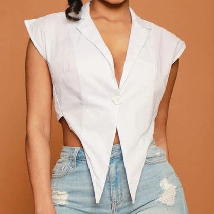 Solid Color Sleeveless Sexy Cut-Out Shirt Wholesale Crop Tops