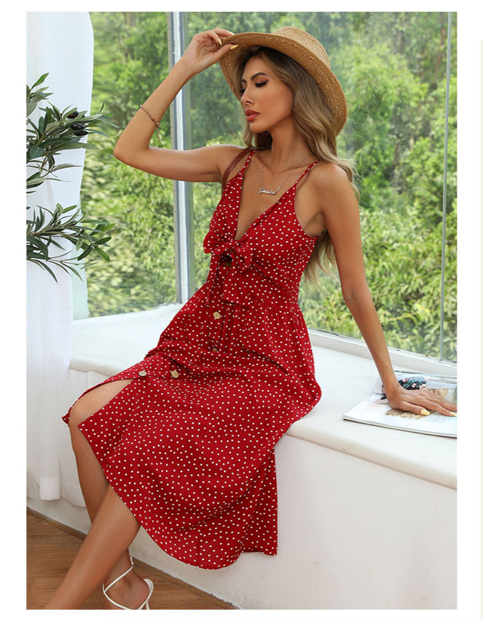 Polka-Dot Wholesale Dresses Bowknot Casual Dresses Wholesale Womens Fashion