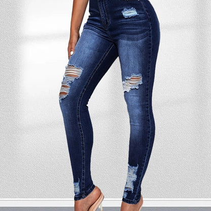 Trendy Stretchy Skinny Ripped Skinny Jeans Wholesale Jeans