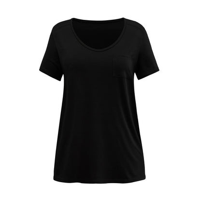 Solid Color Casual V-Neck Rayon Breathable Short-Sleeved Wholesale Women'S T Shirts Soft Pullover Top