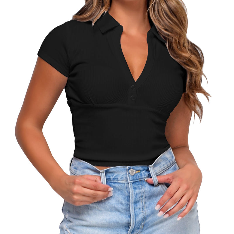 V-Neck Casual T-Shirt Slim Top Wholesale