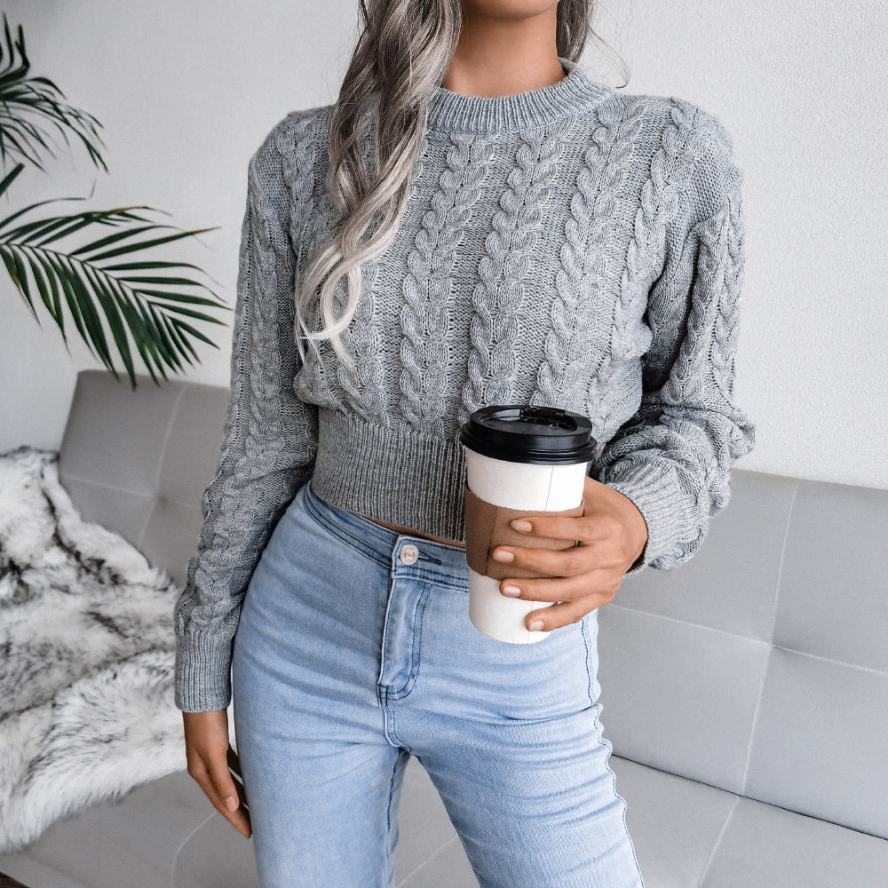 Plain Twist Crop Women Sweater Wholesale