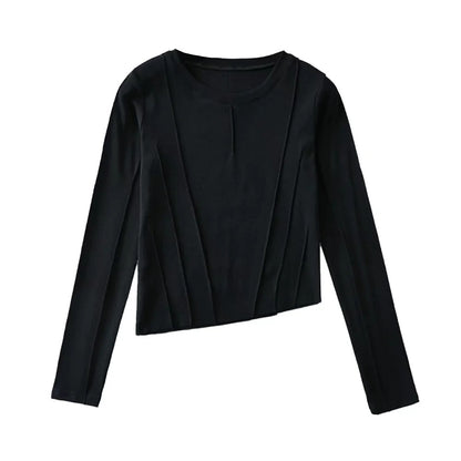 Casual Irregular Hem Slim Solid Color Tops Wholesale Womens Long Sleeve T Shirts