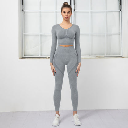 Seamless Knitted Yoga Suit Wholesale Activewear Women'S Sports Fitness Two-Piece Outfits