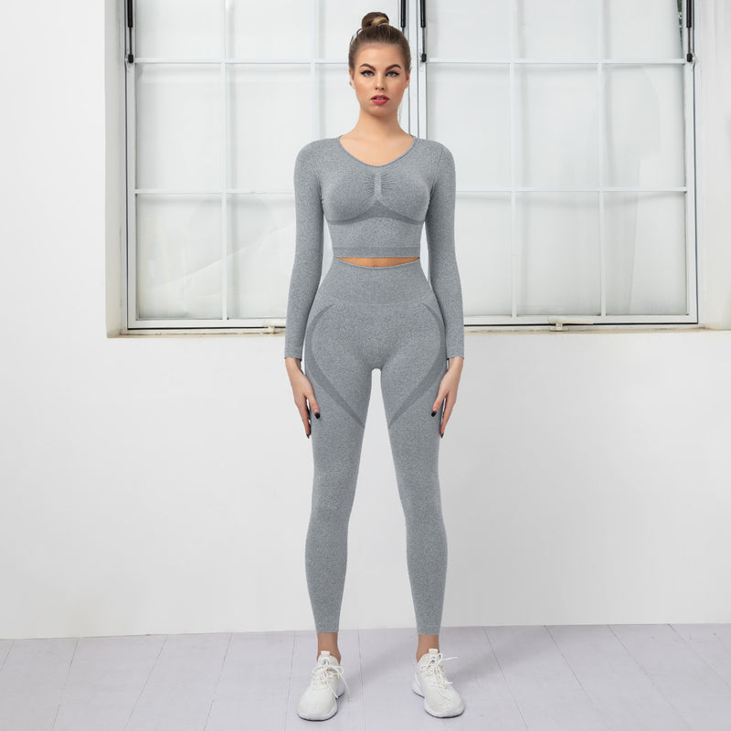 Seamless Knitted Yoga Suit Wholesale Activewear Women'S Sports Fitness Two-Piece Outfits