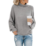 Fashion Casual Pullover Knitted Tops Long Sleeve Loose Solid Color Warm Wholesale Sweaters