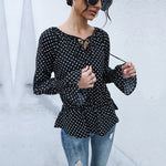 Retro Polka Dot Print Long Sleeve Blouse Wholesale Womens Tops