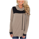 Patchwork Stacked Collar Sweatshirt Wholesale Women Clothing
