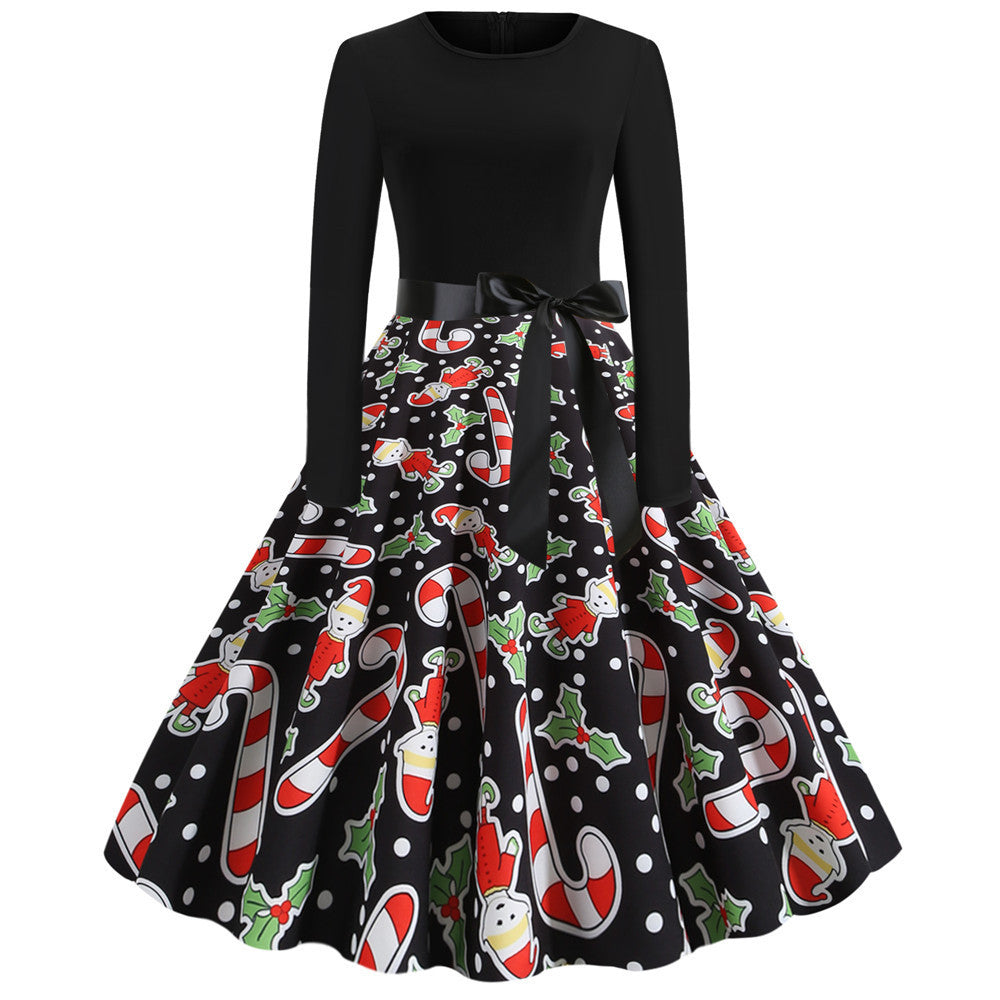 Christmas Printed Dress Big Spring Skirt Women Wholesale