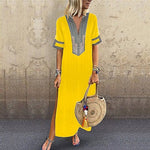 Ethnic Style Printed Wholesale Maxi Dresses Short Sleeve Casual Dress Summer