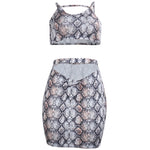 Crop Tops Ultra-Short Camisole & Bag Hip Skirts Snakeskin Print Sexy Suits Wholesale 2 Piece Women'S