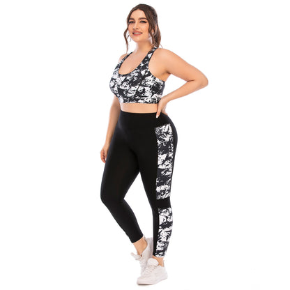 Curvy Fitness Yoga Suits Sport Bra & Leggings Printed Workout Clothes Plus Size Two Piece Sets Wholesale