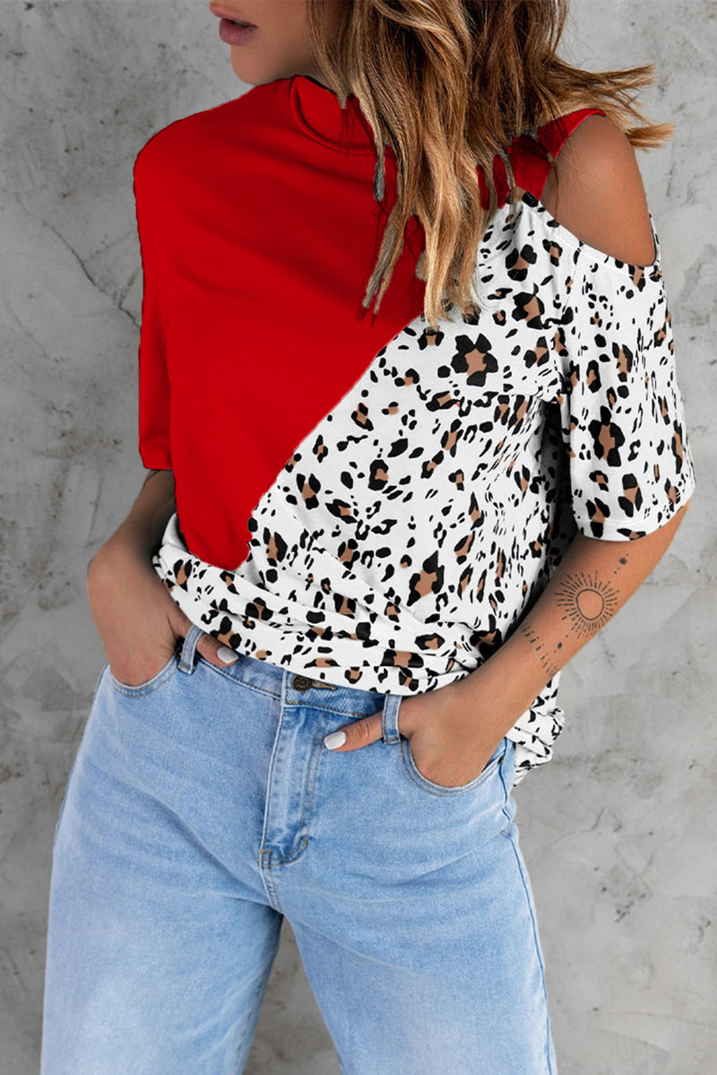 Leopard Print Loose Crew Neck Wholesale T-Shirts Women'S Casual Short Sleeve Tops