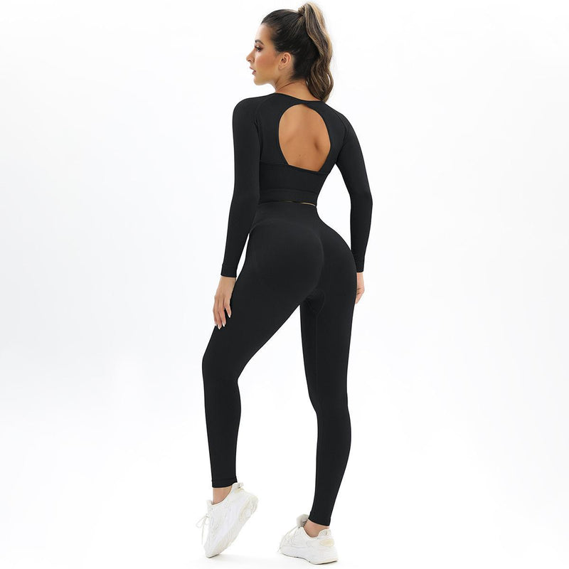 Knit Backless Short Tops & Leggings Seamless Yoga Suits Wholesale Activewear Sets