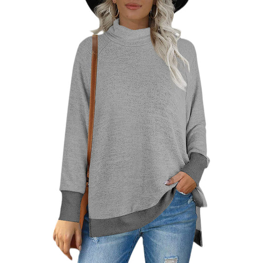 Pile Collar Wholesale Women Fleece Colorblock Top