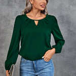 Solid Color Hollow Ruched Casual Shirt Wholesale Womens Tops