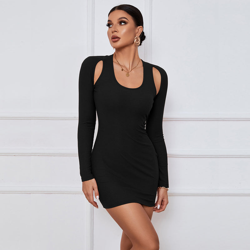 Sexy Off-Shoulder Long-Sleeve Bag Hip Bodycon Mini Dress Wholesale Dresses SDN538007