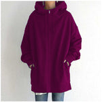 Hood Plus Fleece Zipper Solid Color Sweatshirt Vendors