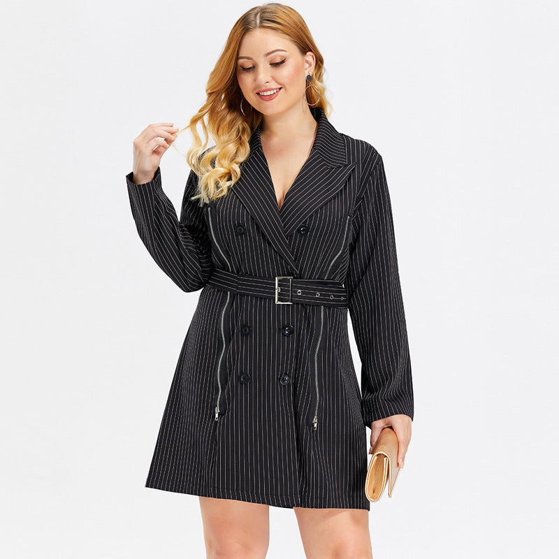 Large Size Women Coat Wholesale Belt Suit Wind Coat Plus Size Clothing Vendors