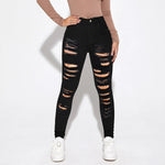 Low Waist Casual Street Fashion Personality Ripped Jeans Wholesale Women'S Bottom