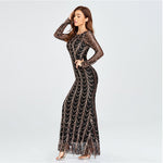 Sequin Slim Party Dress Elegant Party Long Sleeve Evening Dress Wholesale Maxi Dresses