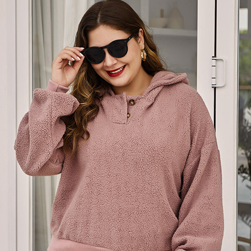 Casual Single-Sided Fleece Loose Hoodie Sweatshirt Wholesale Plus Size Clothing