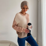 Color Blocking Color Blocking Knitted Pullover Wholesale Women Clothing