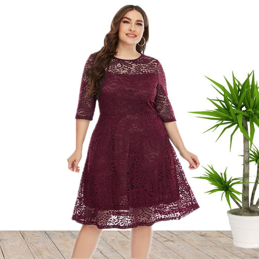 Lace Patchwork Slim Wholesale Plus Size Dresses