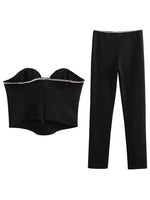 Bright Wrap Top & Low Waist Pants Fashion Suits Wholesale Women'S 2 Piece Sets