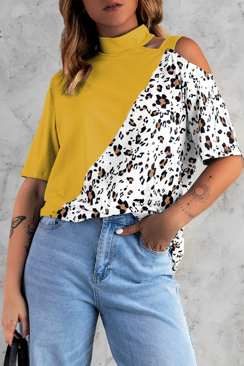 Leopard Print Loose Crew Neck Wholesale T-Shirts Women'S Casual Short Sleeve Tops