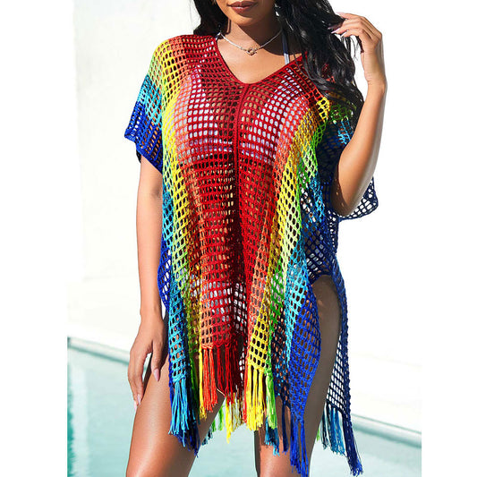 Slit Loose Fringe Beach Wholesale Blouse