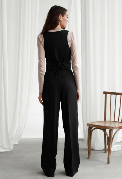 Solid Color High Waist Business Women Wide Leg Trousers Wholesale Pants