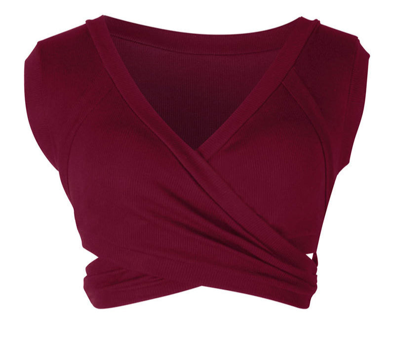 Cross Hollow Low Cut Sleeveless Crop Top