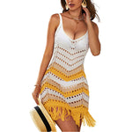 Sexy Hollow Out Tank Dress Slim Beach Bikini Cover-Up Fringed Wholesale Dresses