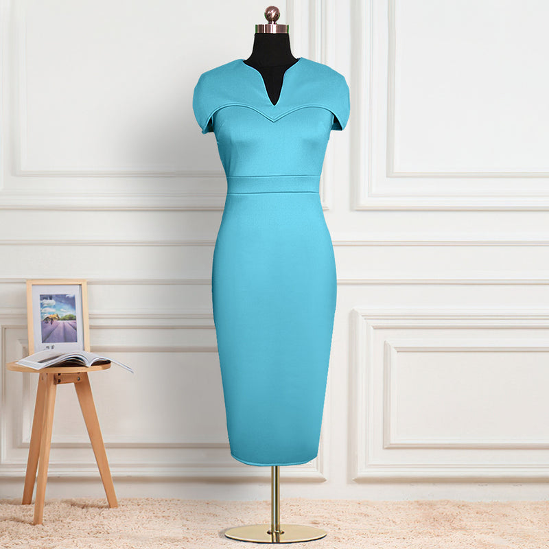 Skinny Wholesale Solid Officewear Midi Dress