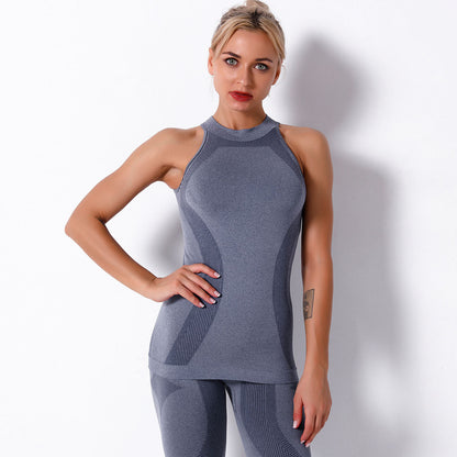 Seamless Knitted Slim Crew Neck Wicking Yoga Sports Tank Top Wholesale Activewear Tops