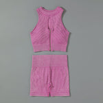 Cutout Sport Vests & Shorts Solid Color Womens 2pcs Yoga Athletic Suits Seamless Activewear Wholesale Workout Clothes