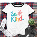 Letter Print Colorblock Round Neck Short Sleeve Tops Casual Wholesale Women'S T Shirts